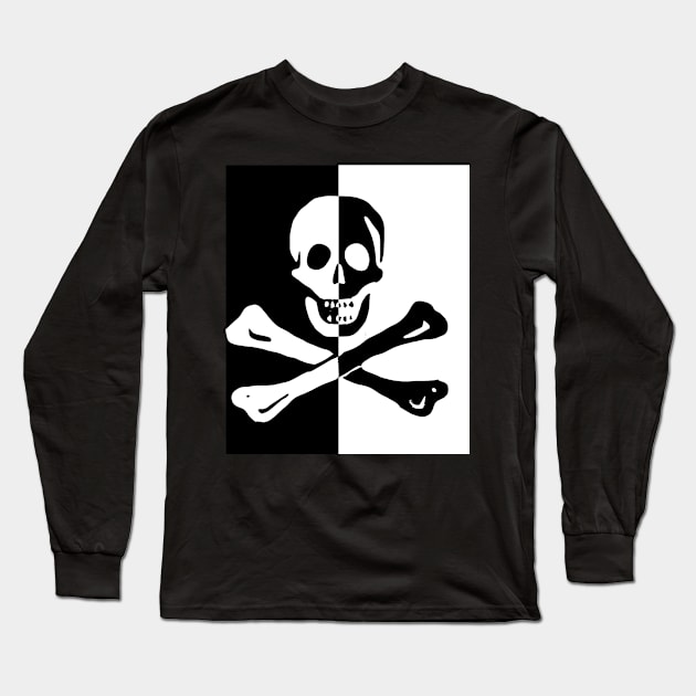 Skull Cross Bones Pirate Skeleton Long Sleeve T-Shirt by PlanetMonkey